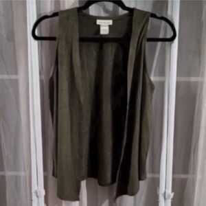 Belle du Jour Olive Green Faux Suede Vest, Sz Juniors Small